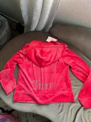 Size L Juicy Couture Y2K Velour Bling Matching Shorts Set Watermelon pink thumbnail 4