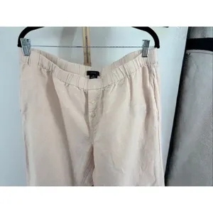 J.Crew Linen Cotton Cropped Wide Leg Pants Size XL Pink thumbnail 5
