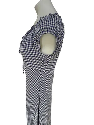 Market & Spruce Short Sleeve Gingham Maxi Dress Navy Small NWT STITCH FIX thumbnail 7