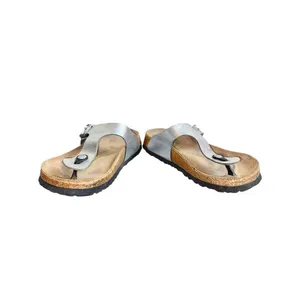 Papillio By Birkenstock Gizeh Metallic Silver Leather Slip-On Thong Sandals 39 thumbnail 3