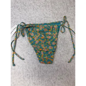 PacSun Swim Eco Teal Floral‎ Side Tie Bikini Bottoms Medium NWT 0242-710 thumbnail 5