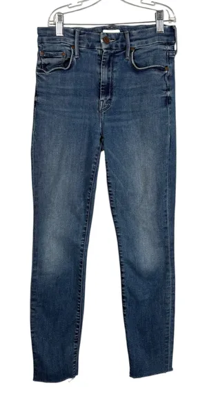 MOTHER Denim The Looker Ankle Fray in Groovin Raw Hem Skinny Jeans 25 Stretch thumbnail 1