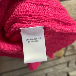 Free People Mock Neck Bell Sleeve Sweater Hot Pink XL thumbnail 6