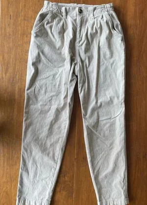 American Eagle size 4 cream tan mom Paperbag pants school uniform neutral thumbnail 1