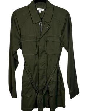 NWT GOOD AMERICAN‎ Anthropologie Olive Green Utility Belted Jacket Coat 2 Medium thumbnail 1