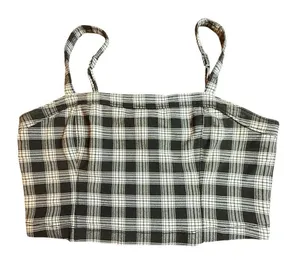Hollister Y2K Look Plaid Crop Top Grunge‎ Punk Womens Large Junior Black White thumbnail 1
