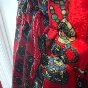 Vintage Talbots Medallion Print Midi Dress Gold Crest Button Long‎ Sleeve Red 6 thumbnail 6