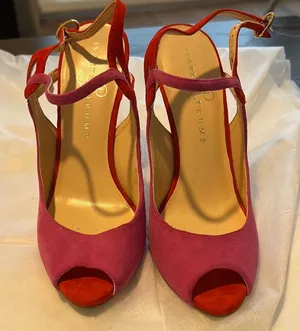 Ivanka Trump Pink and Red Peep-Toe Heels size 7 thumbnail 1