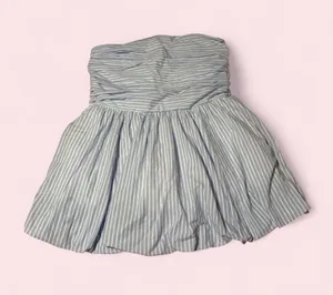 Hollister Light Blue & White Striped Strapless Mini Dress sz xxl tall thumbnail 1