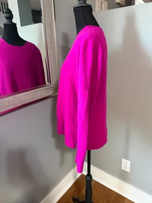 J. Crew Extra Soft Wool Blend Barbiecore Pink Sweater Medium thumbnail 3