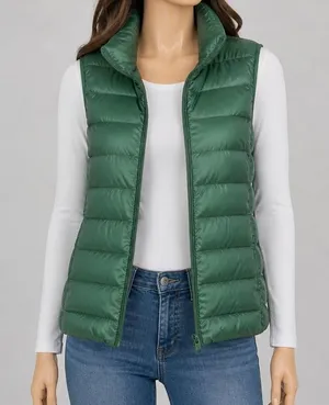 Uniqlo Womens Puffer Vest‎ Ultra Light Down Green Quilted S thumbnail 1