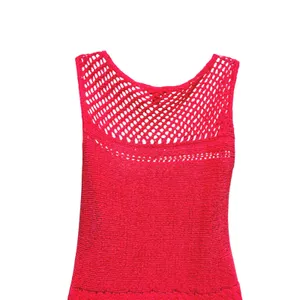 Lilly Pulitzer Women Crochet Tunic Top S Fringe Hem Pink Boho‎ Festival Resort thumbnail 2