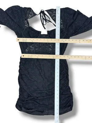 Edit‎ by Nine Lace Corset Top Ruched Mini Dress Black Medium Gothic Coquette Y2K thumbnail 13