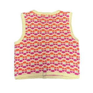 Altar'd State Pink and Orange Knit Retro Sweater Small thumbnail 3
