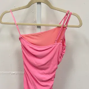 Princess Polly Pink Ruched One Shoulder Ribbed Mini Bodycon Dress Size 0 US XS thumbnail 6
