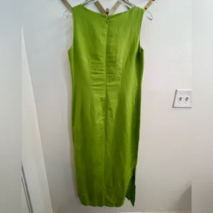 Vintage 90’s Jessica Howard Green Linen Embroidered Midi Dress 8 thumbnail 3