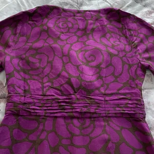 Boden purple black floral geometric print V-neck shift mini dress, size 6 preppy thumbnail 12