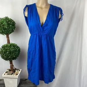 Ralph Lauren Blue Short Sleeve Empire Waist Mini Dress S thumbnail 2