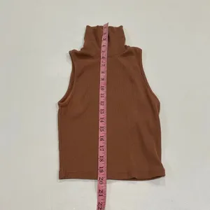 ZARA Ribbed Sleeveless Turtleneck Top S | Brown Mock Neck Tank | Minimalist Basi thumbnail 5