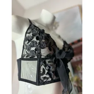 Victoria’s Secret Black Floral Sheer Mesh Dream Angels Triangle Bralette XL thumbnail 8