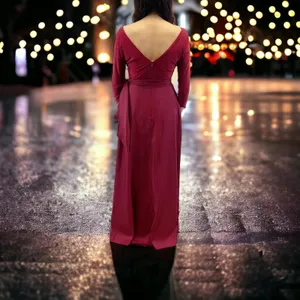 Alfred Sung Jersey‎ Mikado Gown Dress Womens 4 Burgundy Formal Holiday Gala thumbnail 2