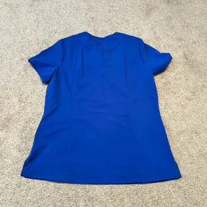 Dansko Royal Blue Smocked‎ Neck Keyhole Scrub Top Women's M thumbnail 4