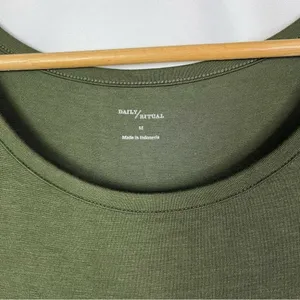 Daily Ritual Hunter Green Crewneck Short Sleeve Maxi‎ Dress M thumbnail 5