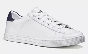 Coach Porter Lace Up Sneakers in White & Navy thumbnail 1