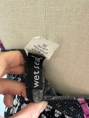 Wet Seal Polka Dot Smocked Sundress Black Purple XS thumbnail 5
