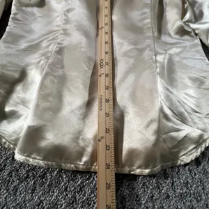 Rihoas Satin Wrap Blouse Small Gold Long Sleeve Button Cuff Collared Dressy Top‎ thumbnail 6