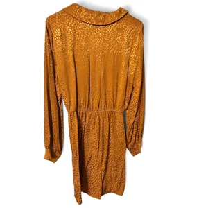 Anthropologie Gold Jacquard Leopard Print Midi Dress Size Medium Boho Glam thumbnail 6