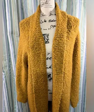Anthropologie Wool Blend Fluffy Long Line Open Front Fleece Style Coat Sz Lg EUC thumbnail 2