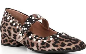 COPPER KEY Pearl Studded Leopard Print Mary Jane Pumps Size 6 NEW NWOB thumbnail 1