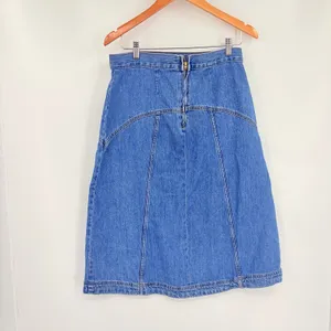 Old Navy Y2K Drapey Denim Midi Skirt Sz 6 Preppy Minimal 90s A Line Cottagecore thumbnail 4