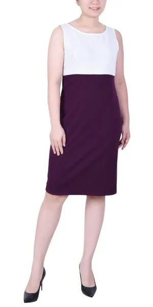 NWT Ny Collection Petite Two-Piece Dress Set with Jacket Plum Purple / White 10P thumbnail 1
