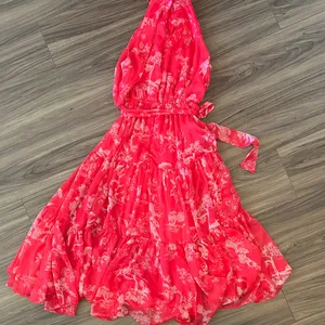 Lulu's Hot Pink Floral Tiered Halter Dress thumbnail 8