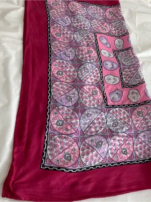 Silk Floral Pink & Magenta Woman’s Square Scarf, Geometric thumbnail 9