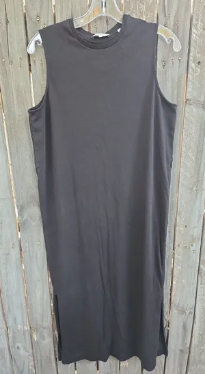 Vince Women’s Medium Pima Cotton Sleeveless Midi Tank Dress Black thumbnail 1