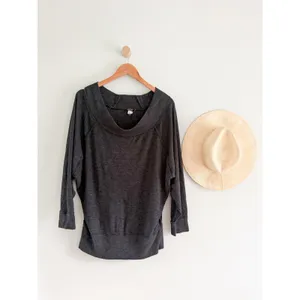 Free People | Palisades Off Shoulder Cowl Neck Slouchy Top Gray | Sz M thumbnail 2