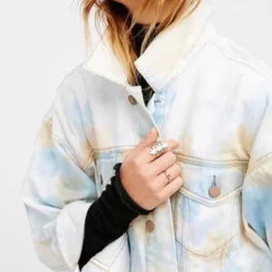 FREE PEOPLE Tie Dye Denim Jean Jacket Coat thumbnail 3