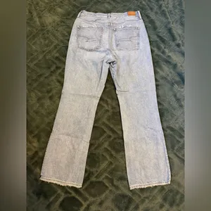 American Eagle blue 90s bootcut jeans with distressed details thumbnail 2