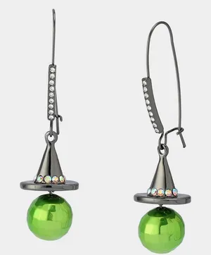 NIB Betsey Johnson Halloween Disco Witch Hat Drop Earrings thumbnail 1