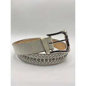 Rhinestone Studded Western Belt Cream Faux Snakeskin M/L Cowgirl Festival‎ Boho thumbnail 3