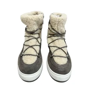 Blondo Boots Size 9.5 Waterproof Gray Cream‎ Suede Shearling Upper Lace Up thumbnail 2