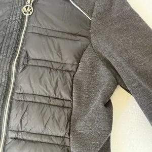 Michael Kors Black Knit-Sleeve Puffer Coat Hooded‎ Zip Up Women's Size Small thumbnail 7