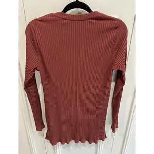 Eileen Fisher Rib‎ Knit Stretch Tunic Top Rust Brown Minimalist Quiet Luxury thumbnail 3