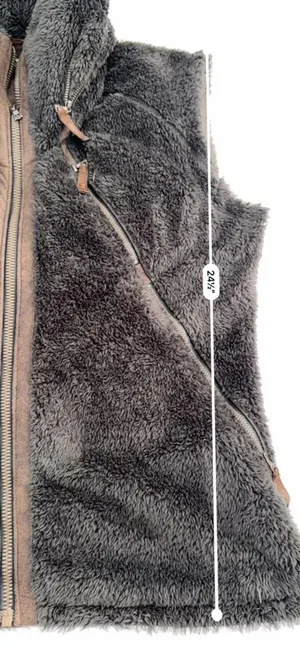 Kuhl Flight Vest Soft Fuzzy Fleece Full Zip Dark Gray Brown Women’s XL Zip Hood thumbnail 10