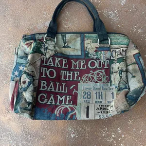 Vintage retro baseball tapestry travel bag purse / made in America thumbnail 3