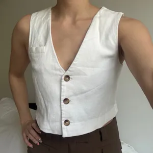 Oak and fort off white button down suit vest crop tank top small thumbnail 1