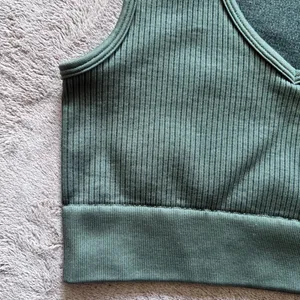 Aerie Offline Ribbed V Neck Sports Bra Tank Top Green Size Small thumbnail 4